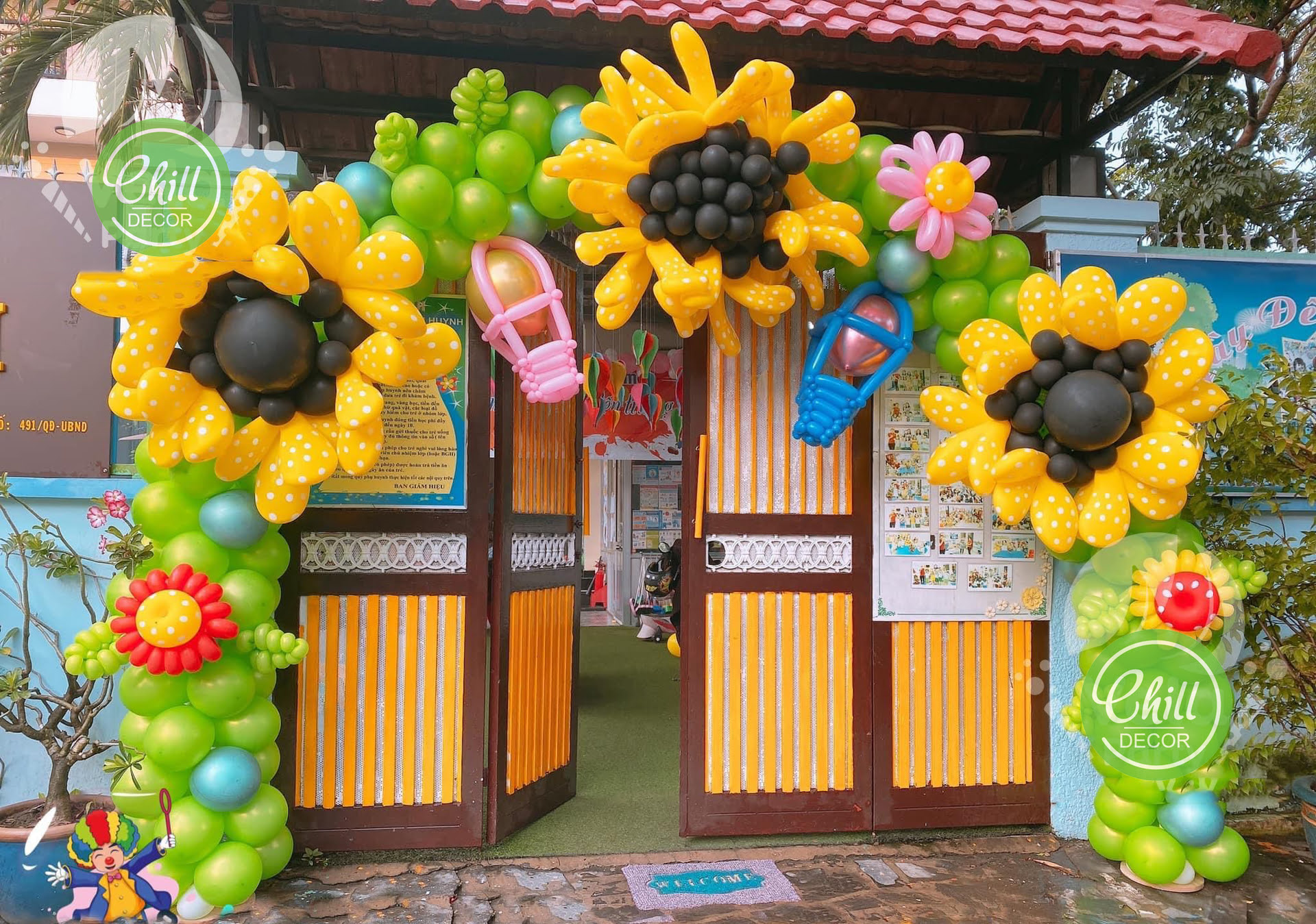 Cổng bóng bay chào mừng năm học mới quận Hai Bà Trưng - Chill decor