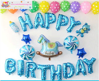Ảnh Trang trí sinh nhật cho bé màu xanh - Dịch vụ trang trí sinh nhật tại Hà Nội